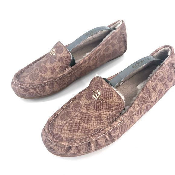COACH Marley Driver Loafer shoes fur shearling Size 10 B driving moccasins Mocs - Picture 1 of 9